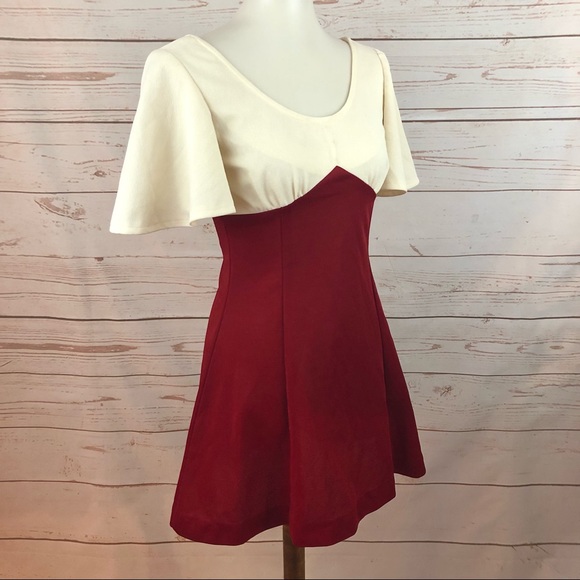 Vintage Flutter Sleeve Colorblock Mini Dress - Picture 5 of 6